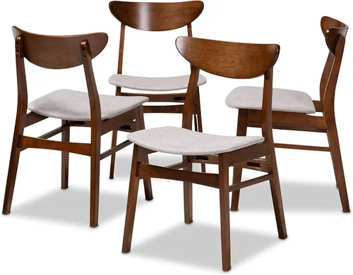 Vista 7 de Baxton Studio Parlin Mid-Century - Juego de 4 sillas de comedor de madera con acabado de madera de color beige claro de transición moderna