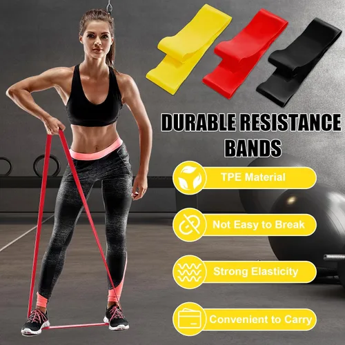 Vista 5 de 6 bandas de ejercicio de resistencia para entrenamiento, bandas elásticas para fitness, yoga, pilates, estiramiento, entrenamiento de fuerza