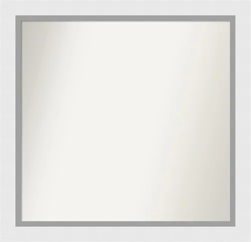 Vista 135 de Amanti Art Espejo de baño blanco para sobre el fregadero, 24 x 26 pulgadas, espejo rectangular blanco y blanco, marco de madera contemporáneo