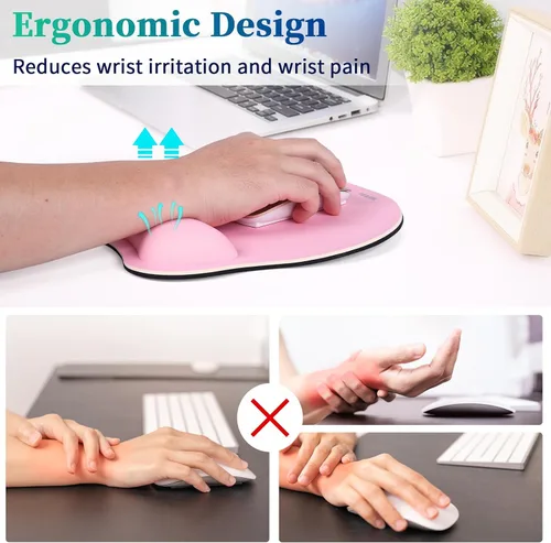 Vista 3 de TIDALSOIL Alfombrilla de mouse ergonómica con soporte de muñeca con base de poliuretano antideslizante, alfombrilla de mouse de espuma viscoelástica