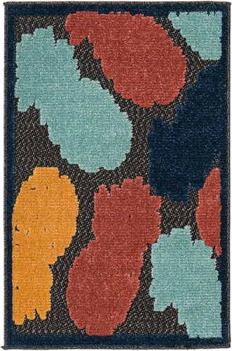 Vista 2 de Unique Loom Belize Outdoor Collection - Alfombra rectangular de 2 x 3 pies 1 pulgada, color negro y rojo óxido