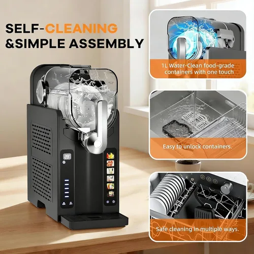 Vista 4 de Garvee Máquina de granizado para el hogar, no necesita hielo, máquina de bebidas congeladas con pantalla LED y 6 programas preestablecidos, función