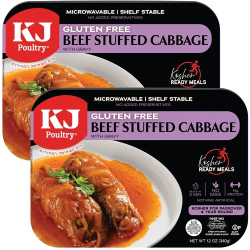 Vista 11 de KJ Poultry Kosher para comidas sin gluten, rollos de repollo relleno de carne de res en salsa (paquete de 1) entrada preparada completamente cocida