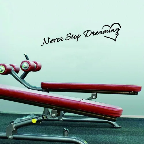 Vista 5 de Calcomanía motivacional para pared, adhesivo de PVC extraíble con frase "Never Stop Dreaming" y palabras coloridas, efecto de 33 x 10 pulgadas, arte
