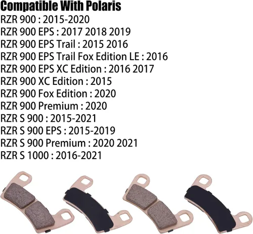 Vista 4 de Pastillas de freno sinterizadas 2206025 y 2203318 para Polaris RZR 900 2015-2020 (todas las ediciones), Polaris RZR S 900 EPS Premium 2015-2021