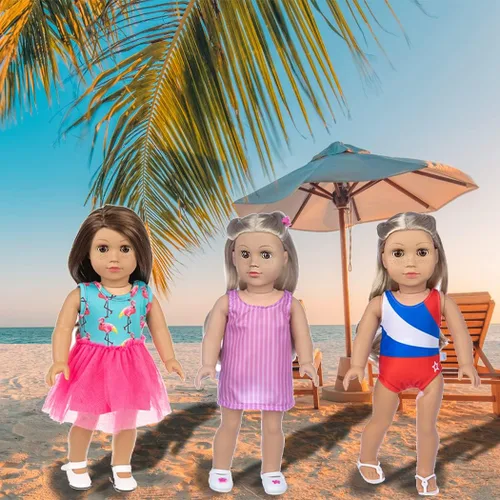Vista 7 de Ebuddy Ropa y accesorios para muñecas: 8 juegos con zapatos, mochila, gafas, cámara, almohadilla para muñecas de 18 pulgadas