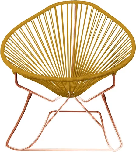 Vista 7 de Innit Designs Acapulco - Silla mecedora con estructura cromada, color turquesa, tejido naranja Verde