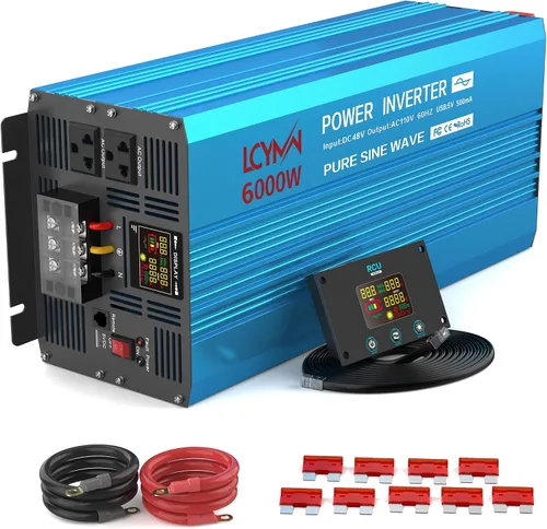 Vista 16 de Inversor de potencia de onda sinusoidal pura de 1000 vatios 12 V CC a 110 V 120 V CA convertidor para hogar, caravana, camión fuera de la red Rojo