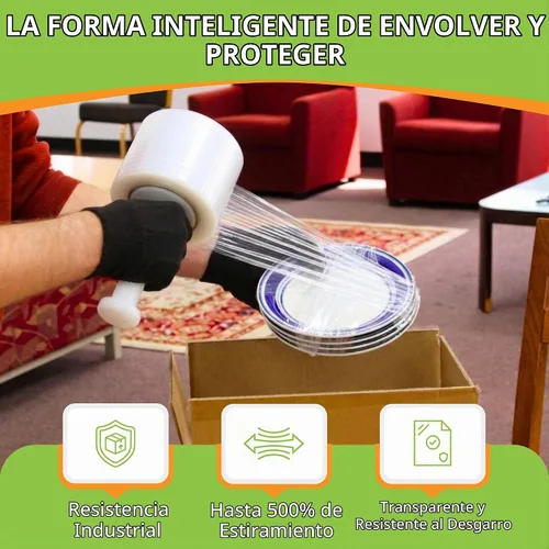 Vista 7 de PSBM Mini película elástica con mango de plástico de 3 pulgadas x 1000 pies