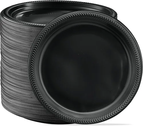 Vista 16 de PLASTICPRO 100 cuencos de plástico negros ligeros de 5 onzas, cuencos pequeños de plástico para sopa, platos negros para ensalada y postre