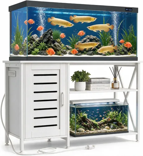 Vista 11 de Herture Soporte para tanque de peces de 20 a 29 galones, soporte de acuario con almacenamiento de accesorios de gabinete, marco de metal resistente