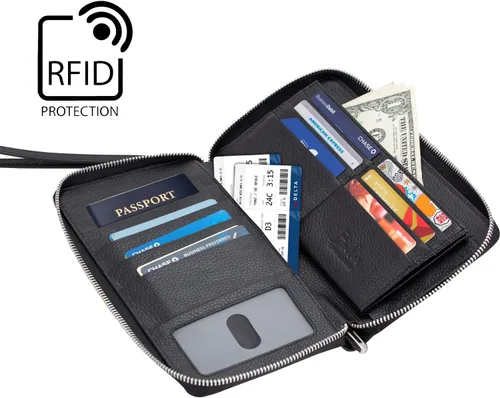 Vista 3 de Cartera de viaje, Negro -, Cartera RFID