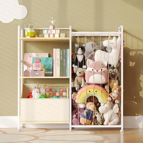 Vista 8 de BBLIKE Almacenamiento de Animales de Peluche - Red de Animales de Peluche con Estantería para Niños y Organizador de Juguetes, Estantería Blanca