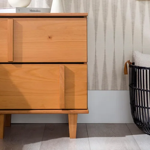 Vista 5 de Walker Edison Sprague - Mesita de noche contemporánea de madera maciza con cajón, 20 pulgadas, caramelo