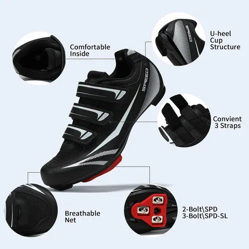 Vista 5 de Tenis de ciclismo unisex para hombre y mujer zapatos de ciclismo de carretera compatibles con Look Delta SPD perfectos para bicicletas de carreras