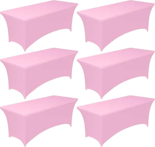 Vista 9 de Pureegg Mantel de Spandex de 6 pies - Paquete de 6, Cubierta de Mesa Ajustada y Elástica para Mesas Rectangulares, Tela Resistente a las Arrugas