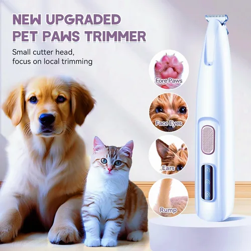 Vista 3 de Cortador de patas para perros, gatos, conejos con luz LED, uso de mascotas (blanco) Electric Pets Clippers Rechargeable, Grooming Shaver for Dog