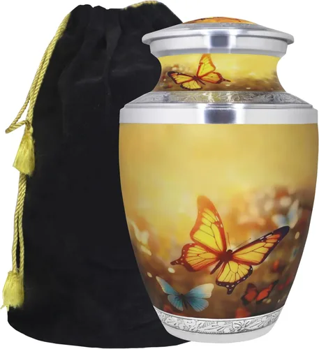 Vista 10 de M MEILINXU Urna para cenizas para mujeres y hombres, urnas de cremación para cenizas humanas, mujeres y hombres, urna de entierro con mariposas