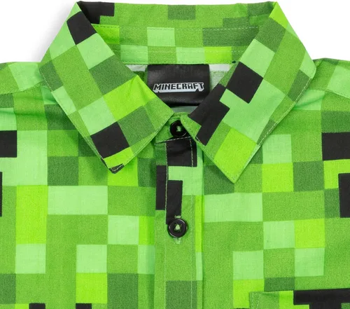 Vista 3 de Minecraft Creeper - Camisa de vestir de manga corta con botones