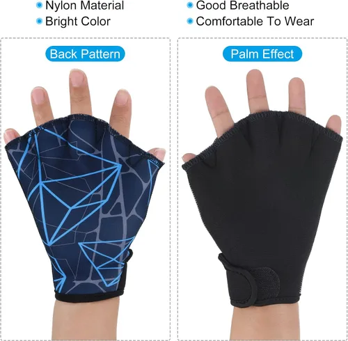 Vista 6 de PATIKIL Guantes acuáticos de natación guantes de natación con malla de impresión de resistencia al agua accesorios de entrenamiento para natación