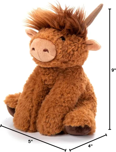 Vista 8 de The Petting Zoo Highland Cow - Peluche de vaca, regalos para niños, animales salvajes de la vida silvestre, juguete de peluche de vaca, 9 pulgadas