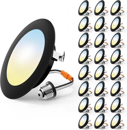 Vista 10 de FREELICHT Paquete de 4 luces LED empotrables de 4 pulgadas, seleccionables 2700 K/3000 K/4000 K/5000 K/6000 K, luces LED planas regulables, 7 W = 60