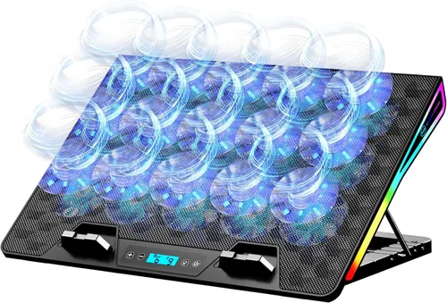 Vista 8 de AICHESON Almohadilla de refrigeración para laptop con 6 ventiladores de alta velocidad, enfriador para laptop con ángulos ajustables, compatible