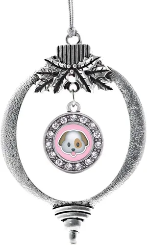 Vista 62 de Inspired Silver - Adorno con dije de cara de carlino - Adornos navideños de círculo de plata con joyas de circonita cúbica