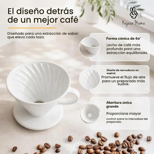 Vista 3 de Gotero de Café Pour Over - Accesorios de Cerámica de Preparación Lenta para Hogar, Cafetería, Restaurantes - Regalo Fácil de Preparación Manual