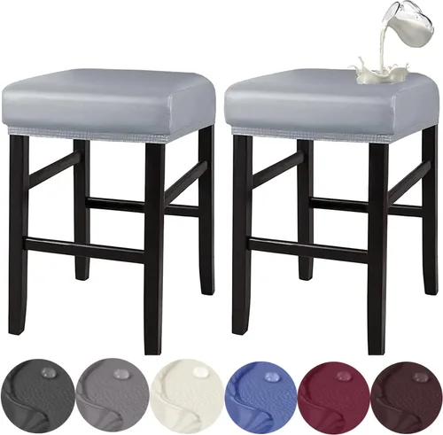 Vista 8 de HFCNMY Fundas de taburete rectangulares, elásticas, impermeables, de poliuretano, rectangulares, fundas de taburete de tocador, fundas de taburete