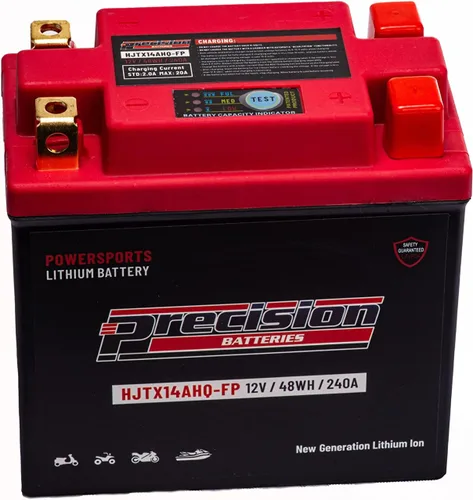 Vista 2 de Precision HJTX14AHQ-FP - Batería de iones de litio de repuesto para Harley-Davidson 65959-04C, 12 voltios, 48 WH 240 CCA