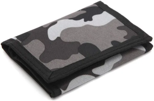 Vista 17 de Cartera RFID de camuflaje, billetera de nailon triple para hombres, mini monedero triple con cremallera para niños, Compacto 025-DV DS