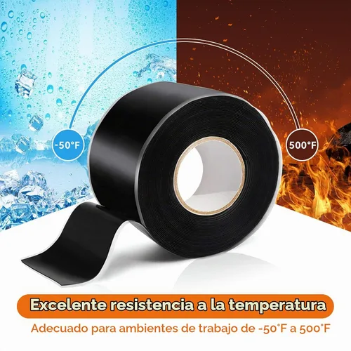 Vista 5 de Cinta de silicona autofusible para reparación de mangueras de fontanería, cinta impermeable de 10 pies Negro