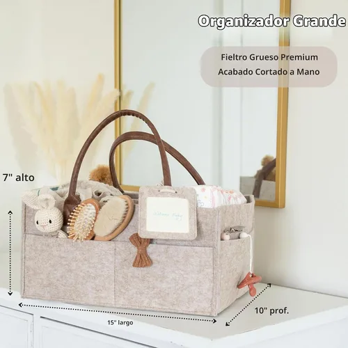 Vista 4 de Lily Miles Organizador de pañales para bebé, cesta de almacenamiento para recién nacidos, regalo neutro para baby shower, imprescindible