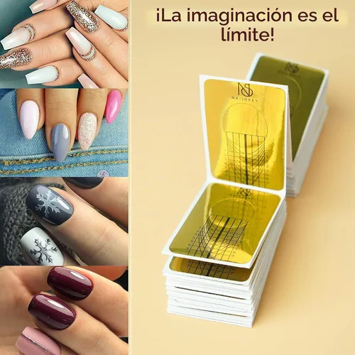 Vista 4 de Formas de Uñas para Constructor de Gel - 100 Piezas Calcomanías Autoadhesivas de Extensión de Uñas para Acrílico, UV y Poly Gel con Guía