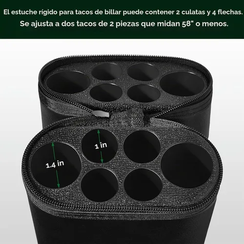 Vista 4 de Deekin Estuche de transporte para taco de billar ovalado, duro, 2 x 4, estuche para taco de billar para 2 palos, 6 agujeros, estuche rígido