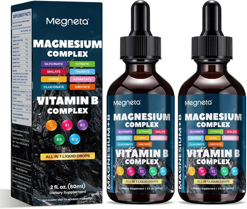 Vista 5 de Complejo de magnesio + complejo B – glicinato, citrato, malato, B1 B2 B6 B12 y vitamina C – Apoyo nervioso y muscular – 2 onzas líquidas