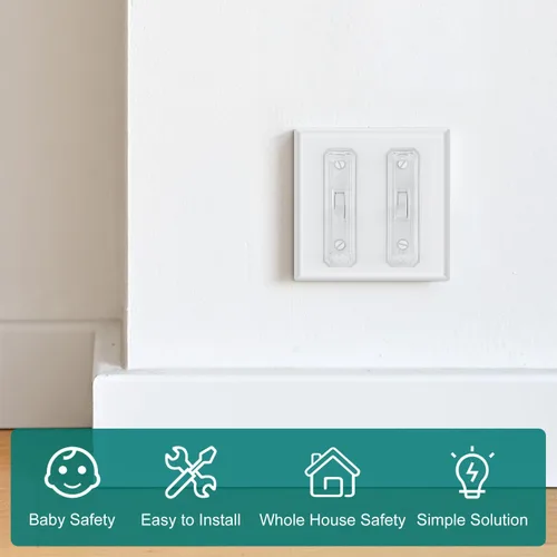 Vista 5 de CLYMENE Paquete de 2 fundas protectoras para interruptor de luz, cubierta de interruptor de pared a prueba de niños que protegen las luces
