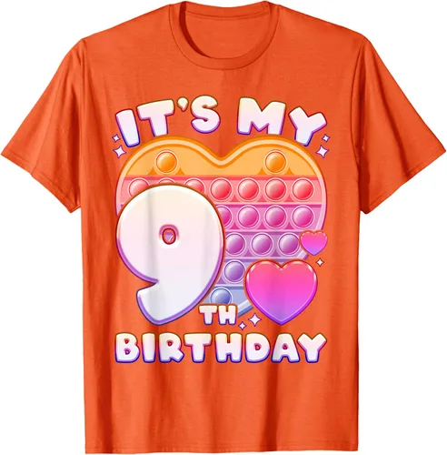 Vista 65 de Pop-it Birthday Girl 9 años de edad, Push it Pop Fidget Bubble Camiseta, Negro