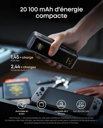 Vista 4 de Anker Prime Power Bank Black Myth: Wukong Edition, cargador portátil de 3 puertos de 20,100 mAh con 220 W, alimentación bidireccional, aprobado por
