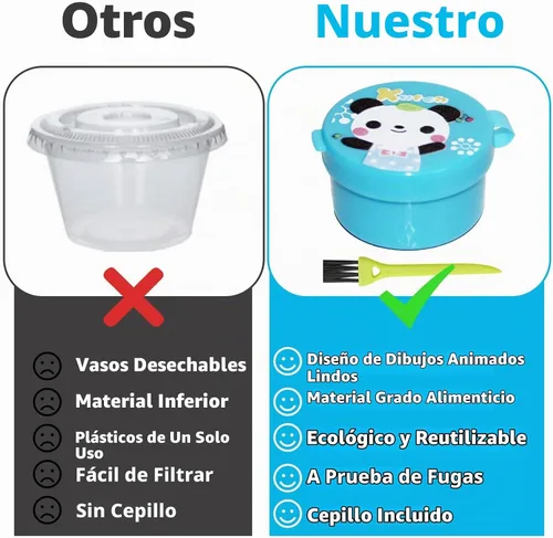 Vista 4 de Paquete de 8 recipientes para aderezo de ensalada, pequeños