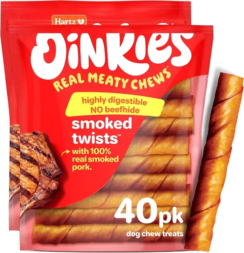 Vista 9 de Hartz Oinkies - Golosinas masticables naturales para perros, piel de cerdo ahumado, 9.2 onzas