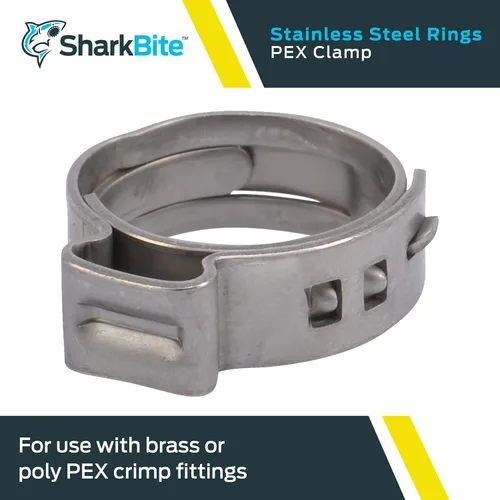 Vista 2 de SharkBite - Anillo de abrazadera de 1/2 pulgada, accesorios de fontanería de acero inoxidable, tubo PEX, PE-RT, UC953A