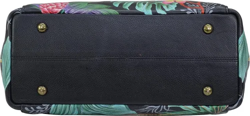 Vista 7 de Anuschka 690 Multi-Compartment Satchel, Womens Hand-Painted Genuine Leather Bag, Upcycled Leather