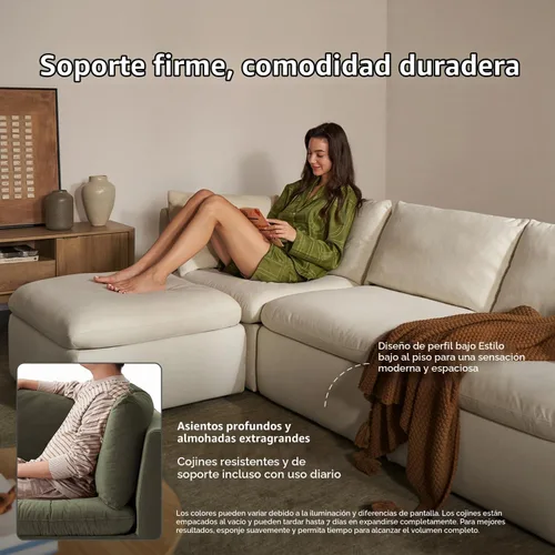Vista 3 de mopio Sofá Seccional Modular de Gran Tamaño con Fundas Completamente Removibles y Almacenamiento, Convertible en U, Forma de L y Seccional Cama