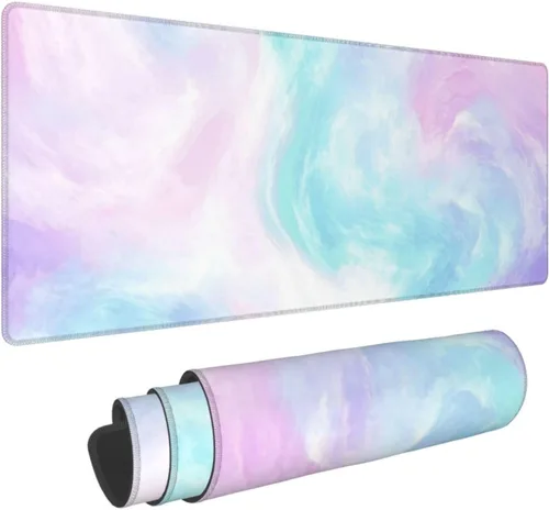 Vista 36 de Alfombrilla de mouse para juegos con diseño de flores y cerezas, base de goma antideslizante, alfombrilla de mouse extendida con bordes cosidos