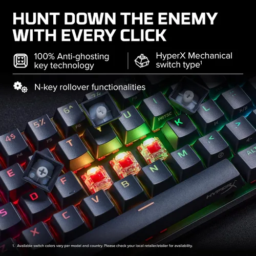 Vista 3 de HyperX Alloy Origins 65 - Teclado mecánico para juegos, factor de forma ultra compacto del 65 %, teclas PBT de doble disparo, retroiluminación LED