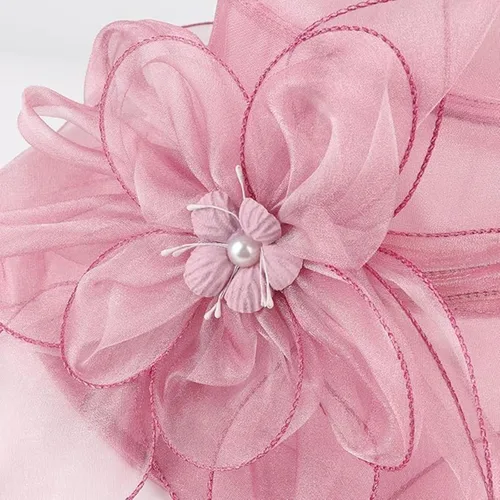 Vista 4 de ORIDOOR Tocado de organza para mujer, para fiesta de té, boda, protección UV, sombrero de ala ancha