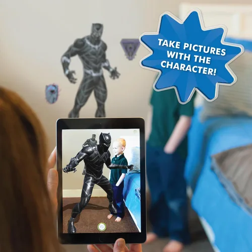 Vista 5 de Wall Palz Marvel Black Panther Calcomanía de Pared - 29" Realidad Aumentada Black Panther Decoración de Dormitorio Despegar y Pegar Calcomanías