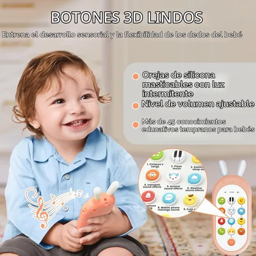 Vista 2 de Richgv Regalo de cumpleaños para niña de 1 año, juguete de teléfono celular para bebé, juguetes de aprendizaje sensorial con 12 funciones, juguetes